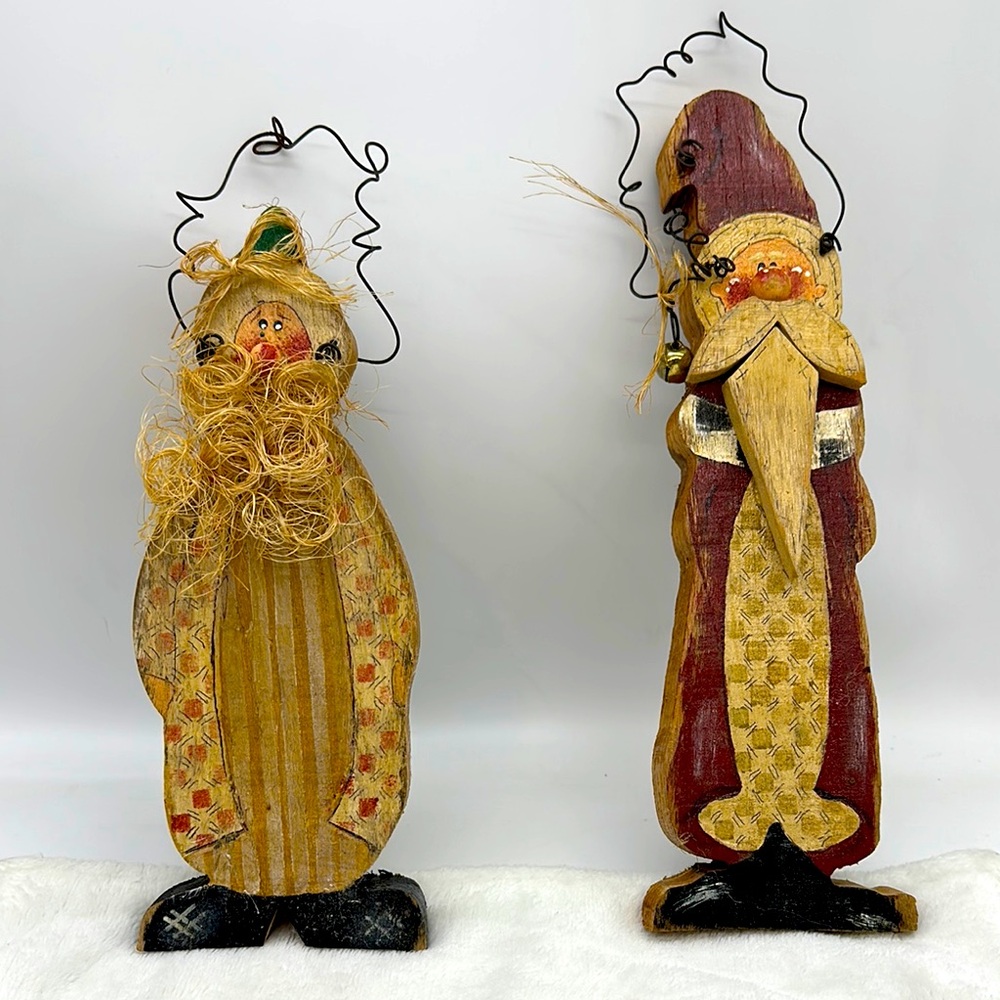 Christmas Vintage Santa’s Wooden Decorations (Two)
